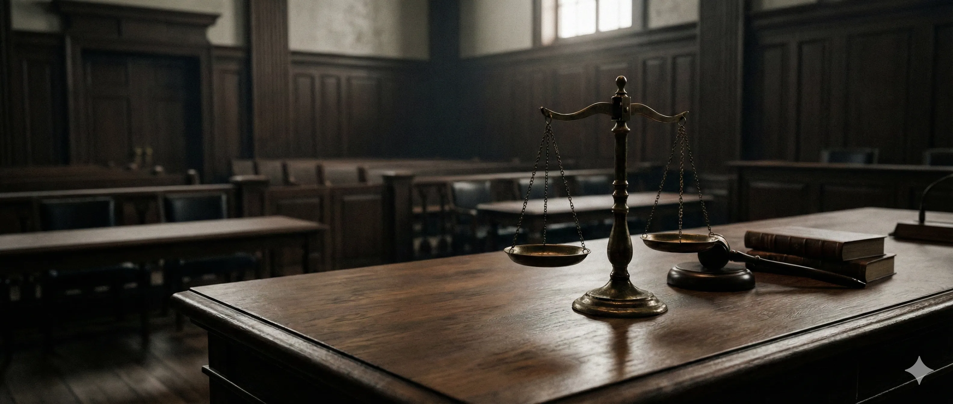 Courtroom with scales of justice